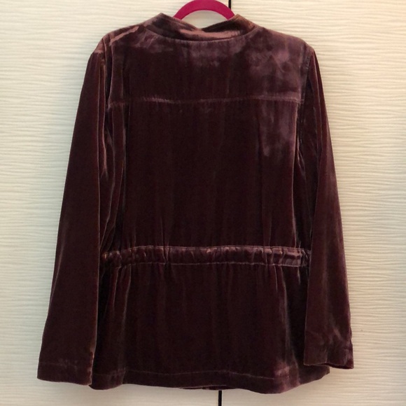 NWT LOFT burgundy/wine velvet jacket. XL. Ribbon drawstring at waist. - Picture 7 of 9